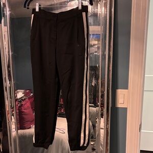 Black Track Pants with light gray/ taupe ish color Stripes